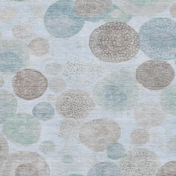 HomeRoots 10' Sky Blue, Beige & Brown Geometric Washable Area Rug - UV Resistant, Perfect for High-Traffic Spaces! 707335