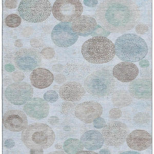 HomeRoots 10' Sky Blue, Beige & Brown Geometric Washable Area Rug - UV Resistant, Perfect for High-Traffic Spaces! 707335