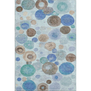 HomeRoots 5' X 8' Teal Brown & Blue Geometric Area Rug - Stain-Resistant, UV Protected & Durable Design 707337