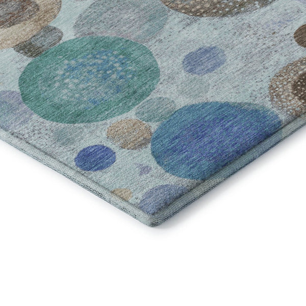 HomeRoots 5' X 8' Teal Brown & Blue Geometric Area Rug - Stain-Resistant, UV Protected & Durable Design 707337