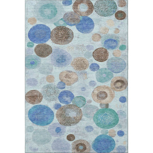 HomeRoots 5' X 8' Teal Brown & Blue Geometric Area Rug - Stain-Resistant, UV Protected & Durable Design 707337