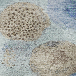 HomeRoots 8' X 10' Geometric Area Rug in Teal, Brown & Blue – Washable, UV-Protected & Non-Slip for Easy Care 707339