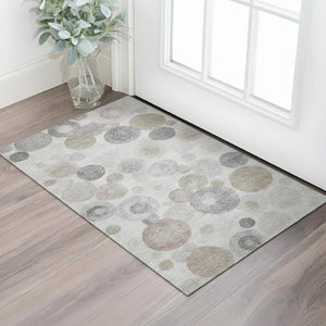 HomeRoots 5' X 8' Modern Taupe Gray & Ivory Geometric Area Rug - Washable, UV Protected, Stain Resistant Design 707343