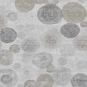 HomeRoots 5' X 8' Modern Taupe Gray & Ivory Geometric Area Rug - Washable, UV Protected, Stain Resistant Design 707343