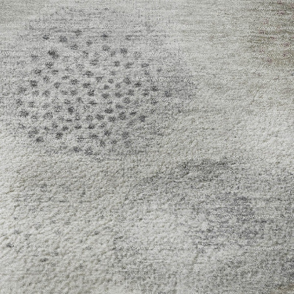 HomeRoots 8' Stylish Taupe Gray & Ivory Geometric Washable Round Rug with UV Protection for High-Traffic Areas 707344