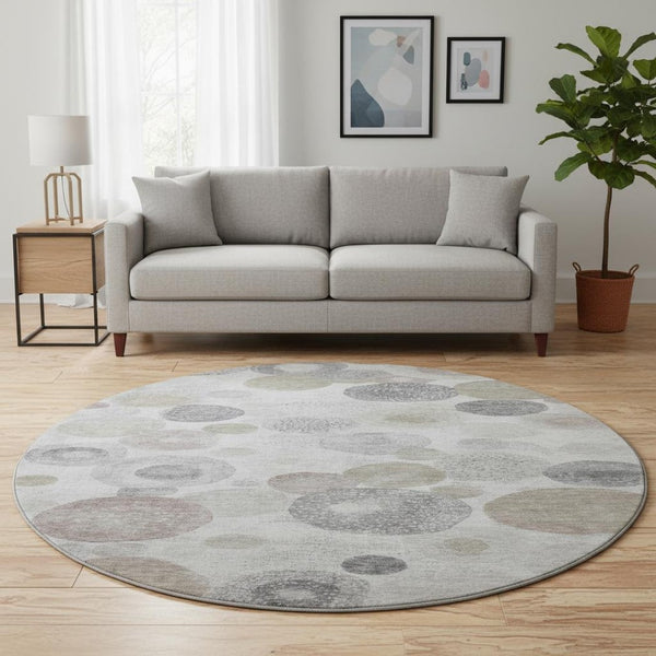 HomeRoots 8' X 10' Stylish Taupe Gray & Ivory Geometric Washable Area Rug with UV Protection & Comfort 707345