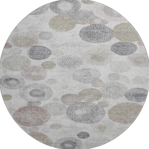 HomeRoots 8' X 10' Stylish Taupe Gray & Ivory Geometric Washable Area Rug with UV Protection & Comfort 707345