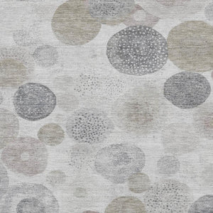 HomeRoots 9' X 12' Taupe Gray Geometric Area Rug – Washable, Stain-Resistant, UV-Protected for Modern Spaces 707346