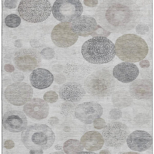 HomeRoots 10' X 14' Taupe Gray & Ivory Geometric Area Rug - Washable, UV Protected, Perfect for Modern Homes! 707347
