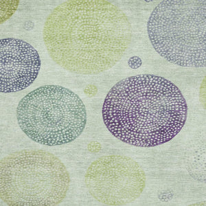 HomeRoots 5' Geometric Artichoke Green & Purple Area Rug - Washable, UV Protected, Non-Slip, Stylish Design 707349