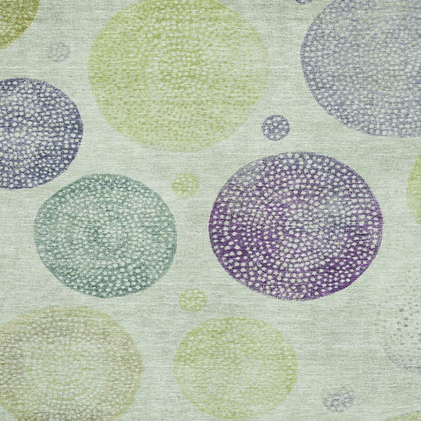 HomeRoots 5' Geometric Artichoke Green & Purple Area Rug - Washable, UV Protected, Non-Slip, Stylish Design 707349