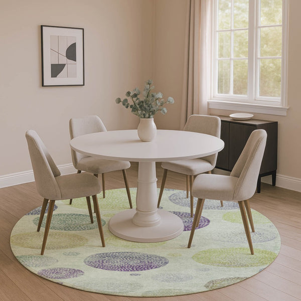 HomeRoots 8' X 10' Vibrant Artichoke Green & Purple Geometric Washable Area Rug with UV Protection & Safety 707351