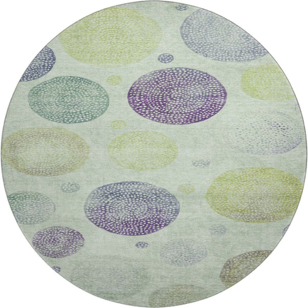 HomeRoots 8' X 10' Vibrant Artichoke Green & Purple Geometric Washable Area Rug with UV Protection & Safety 707351