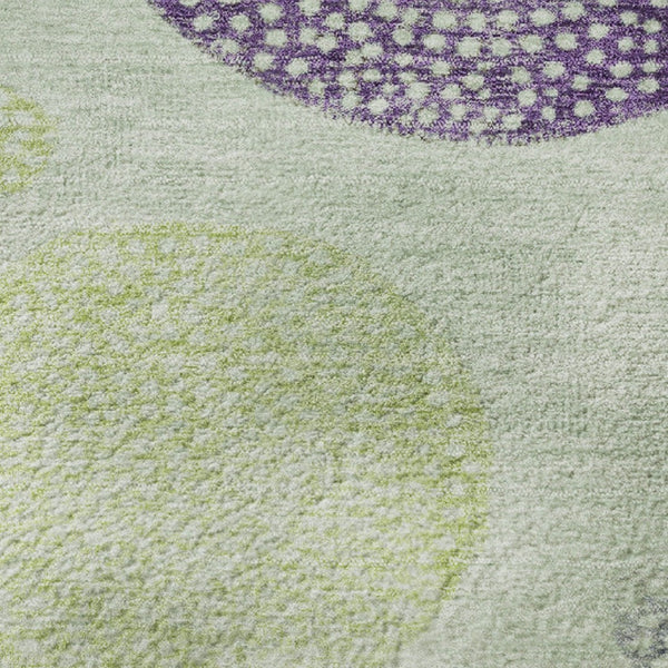 HomeRoots 8' X 10' Vibrant Artichoke Green & Purple Geometric Washable Area Rug with UV Protection & Safety 707351