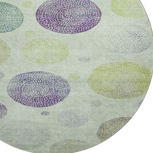 HomeRoots 8' X 10' Vibrant Artichoke Green & Purple Geometric Washable Area Rug with UV Protection & Safety 707351
