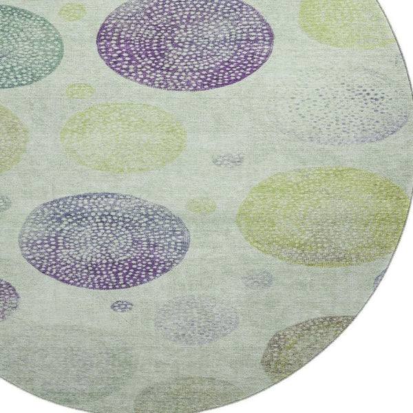 HomeRoots 8' X 10' Vibrant Artichoke Green & Purple Geometric Washable Area Rug with UV Protection & Safety 707351
