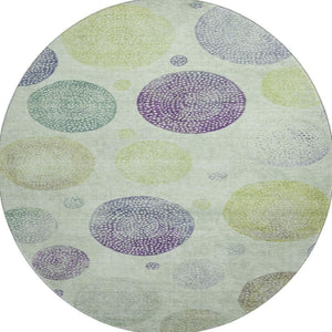 HomeRoots 8' X 10' Vibrant Artichoke Green & Purple Geometric Washable Area Rug with UV Protection & Safety 707351