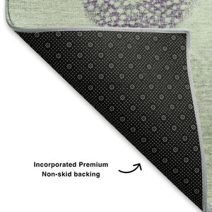 HomeRoots 10' x 14' Artichoke Green & Purple Geometric Area Rug - Washable, UV Protected, Stylish & Durable! 707353