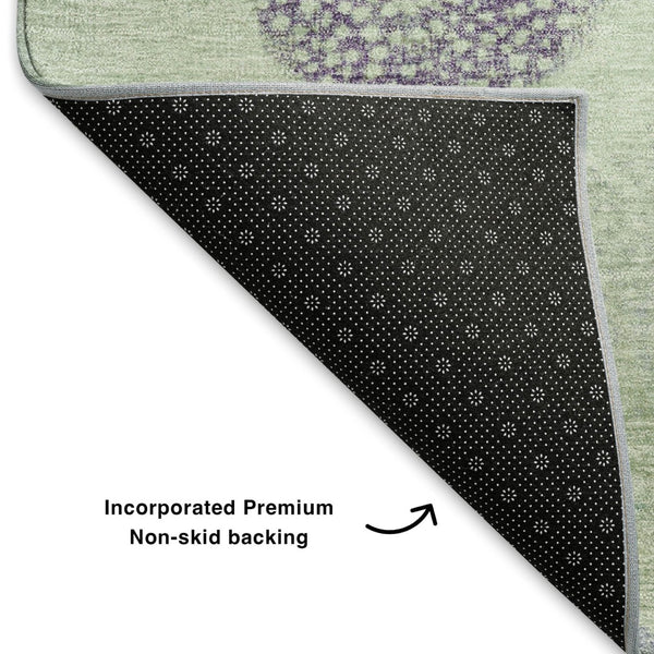 HomeRoots 10' x 14' Artichoke Green & Purple Geometric Area Rug - Washable, UV Protected, Stylish & Durable! 707353