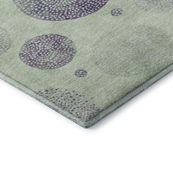HomeRoots 10' x 14' Artichoke Green & Purple Geometric Area Rug - Washable, UV Protected, Stylish & Durable! 707353
