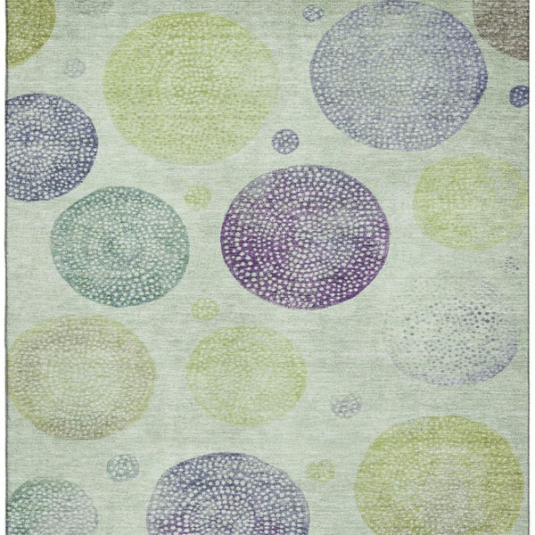 HomeRoots 10' x 14' Artichoke Green & Purple Geometric Area Rug - Washable, UV Protected, Stylish & Durable! 707353