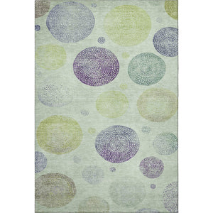 HomeRoots 10' x 14' Artichoke Green & Purple Geometric Area Rug - Washable, UV Protected, Stylish & Durable! 707353