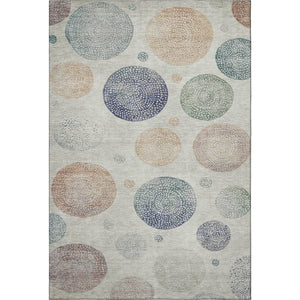 HomeRoots 5' X 8' Stylish Beige and Blue Geometric Area Rug - Washable, UV Protected, Family-Friendly Design 707355