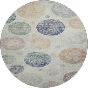 HomeRoots 8' X 10' Beige And Blue Geometric Washable Rug – Durable, Stain-Resistant, UV Protected & Non-Slip! 707357
