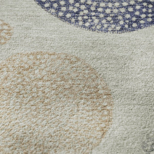 HomeRoots 8' X 10' Beige And Blue Geometric Washable Rug – Durable, Stain-Resistant, UV Protected & Non-Slip! 707357