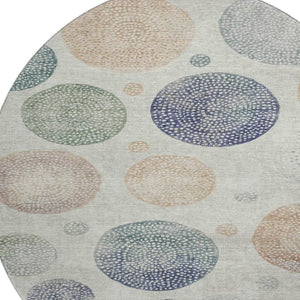 HomeRoots 8' X 10' Beige And Blue Geometric Washable Rug – Durable, Stain-Resistant, UV Protected & Non-Slip! 707357