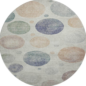 HomeRoots 8' X 10' Beige And Blue Geometric Washable Rug – Durable, Stain-Resistant, UV Protected & Non-Slip! 707357