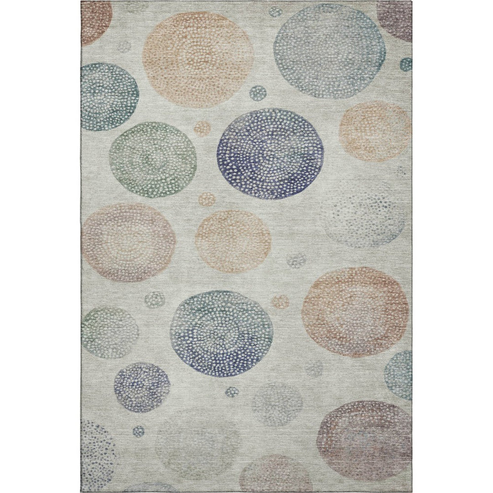 HomeRoots 9' X 12' Beige and Blue Geometric Area Rug – Stylish, Washable & Stain-Resistant for High-Traffic Areas 707358