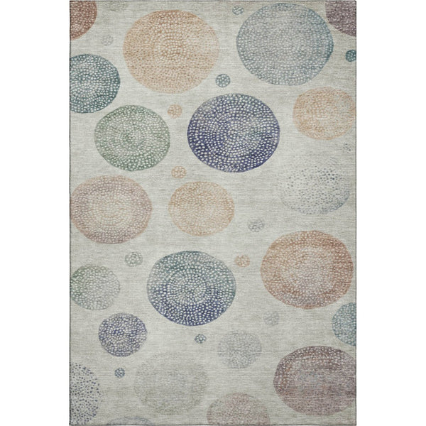 HomeRoots 10' X 14' Beige and Blue Geometric Area Rug - Washable, UV Protected for High-Traffic Spaces 707359