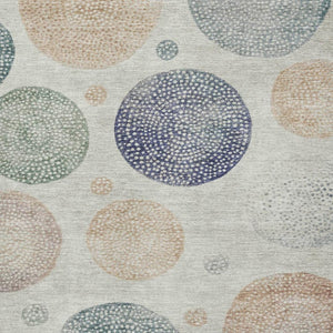 HomeRoots 10' X 14' Beige and Blue Geometric Area Rug - Washable, UV Protected for High-Traffic Spaces 707359