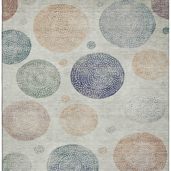 HomeRoots 10' X 14' Beige and Blue Geometric Area Rug - Washable, UV Protected for High-Traffic Spaces 707359