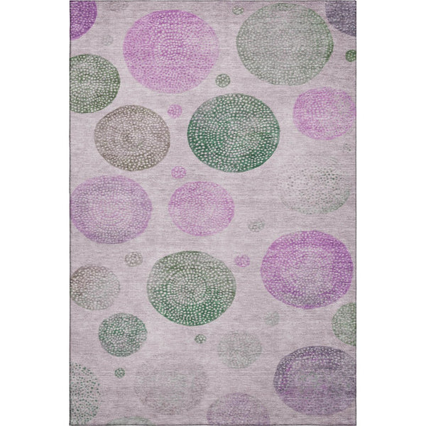 HomeRoots 5' X 8' Stylish Blush Green & Pink Geometric Washable Area Rug with UV Protection & Non-Slip Backing 707361