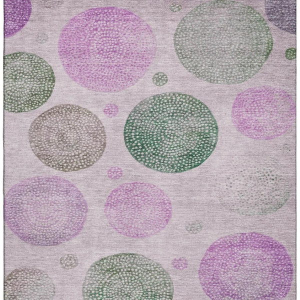 HomeRoots 5' X 8' Stylish Blush Green & Pink Geometric Washable Area Rug with UV Protection & Non-Slip Backing 707361