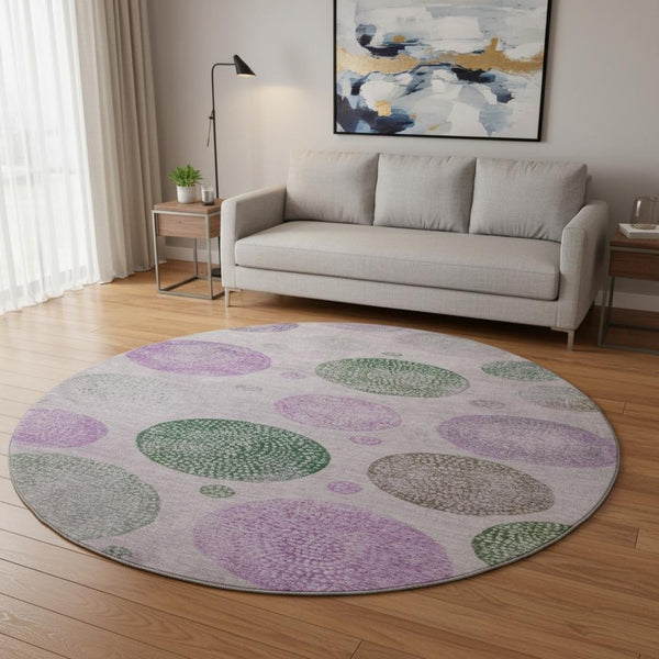 HomeRoots 8' X 10' Stylish Blush Green & Pink Geometric Area Rug – Washable, UV Protected & Stain Resistant! 707363