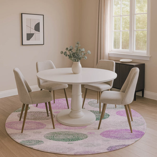HomeRoots 8' X 10' Stylish Blush Green & Pink Geometric Area Rug – Washable, UV Protected & Stain Resistant! 707363
