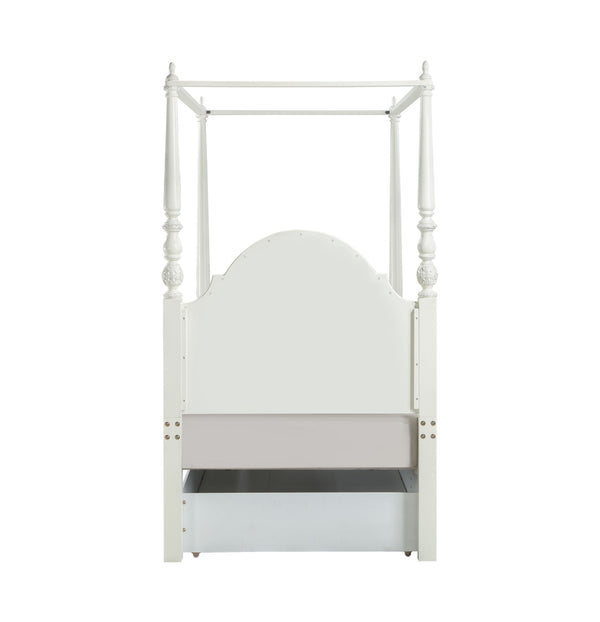 English Elm Dorothy Ivory Twin Post Bed with Arched Headboard & 13 Slats, Pine Wood, No Box Spring Needed B2726S00493