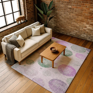 HomeRoots 10' Blush Green & Pink Geometric Washable Area Rug - UV Protected, Durable & Perfect for Homes 707365