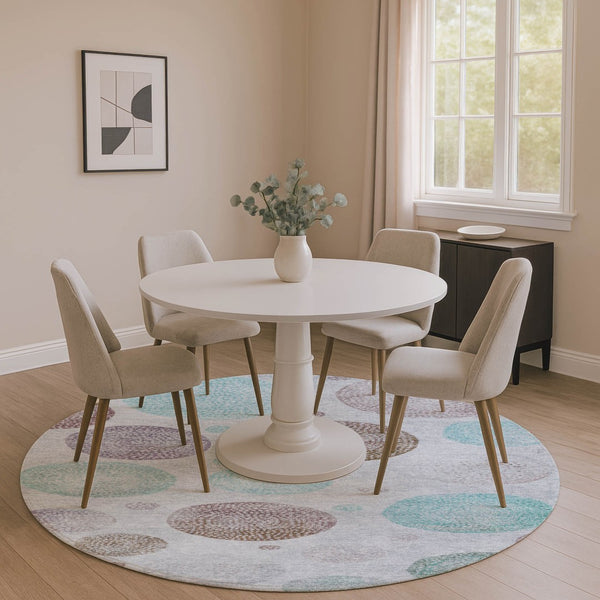 HomeRoots 8' X 10' Geometric Area Rug in Blue, Brown & Teal - Washable, UV Resistant, Perfect for Busy Homes! 707369