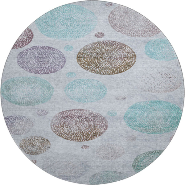 HomeRoots 8' X 10' Geometric Area Rug in Blue, Brown & Teal - Washable, UV Resistant, Perfect for Busy Homes! 707369