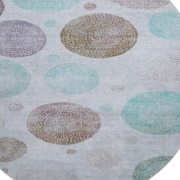HomeRoots 8' X 10' Geometric Area Rug in Blue, Brown & Teal - Washable, UV Resistant, Perfect for Busy Homes! 707369