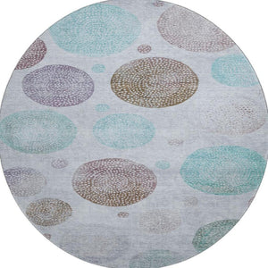 HomeRoots 8' X 10' Geometric Area Rug in Blue, Brown & Teal - Washable, UV Resistant, Perfect for Busy Homes! 707369