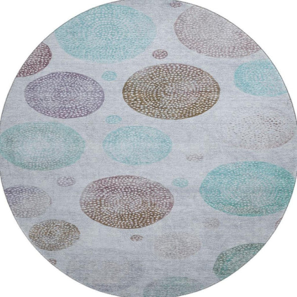 HomeRoots 8' X 10' Geometric Area Rug in Blue, Brown & Teal - Washable, UV Resistant, Perfect for Busy Homes! 707369