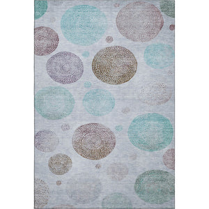 HomeRoots 9' X 12' Modern Geometric Washable Area Rug in Blue, Brown & Teal - UV Resistant & Easy Care! 707370