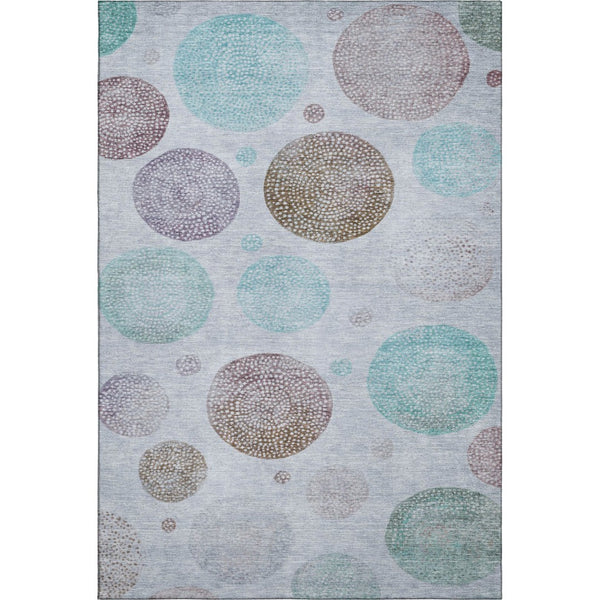 HomeRoots 9' X 12' Modern Geometric Washable Area Rug in Blue, Brown & Teal - UV Resistant & Easy Care! 707370