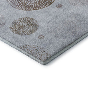 HomeRoots 9' X 12' Modern Geometric Washable Area Rug in Blue, Brown & Teal - UV Resistant & Easy Care! 707370