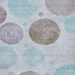 HomeRoots 9' X 12' Modern Geometric Washable Area Rug in Blue, Brown & Teal - UV Resistant & Easy Care! 707370